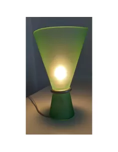 Tischlampe aus pastellgrünem Glas mit mattem Nickelring E14 S73 2